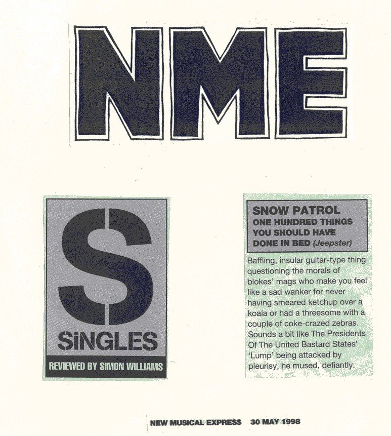 NME - One Hundred Things You Should Have Done in Bed