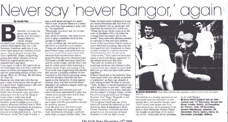the Irish News - Never Say 'Never Bangor' Again
