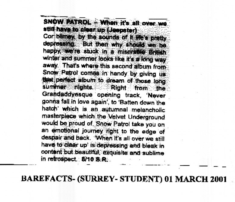 Barefacts (surrey student) - When It's All Over We Still Have To Clear Up